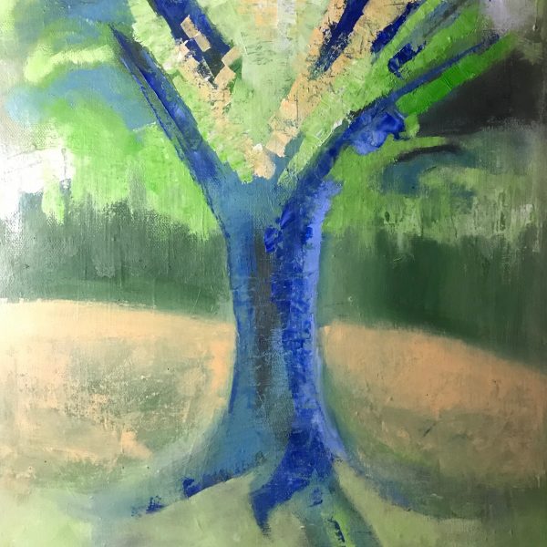 Blue Tree with Gold Leaves
